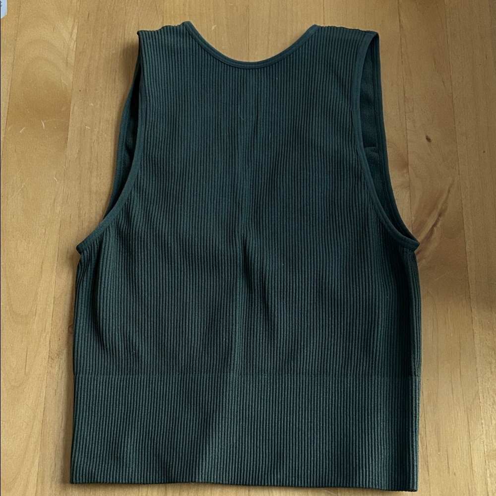 miami Deep Green Ribbed Tank Top - Picture 3 of 3